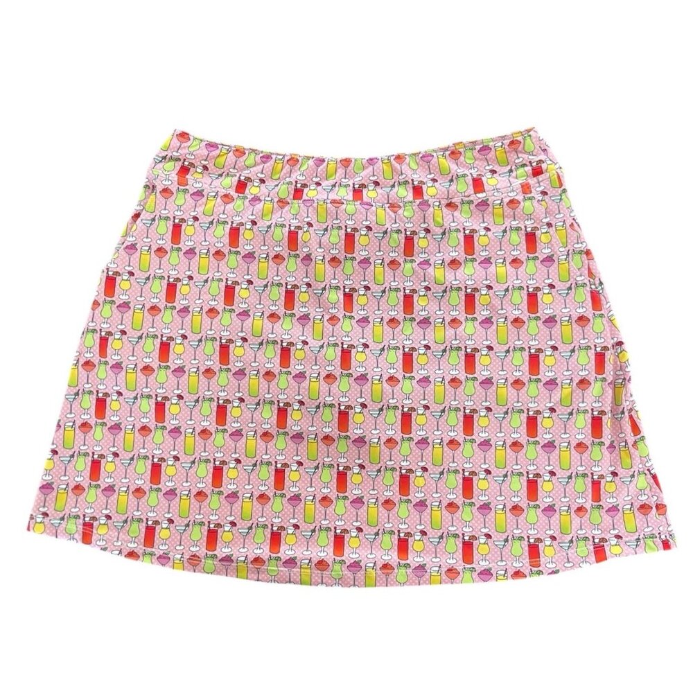 Womens Y2K Novelty Cocktail Print Golf Skort Size Large Resort Preppy Tenniscore